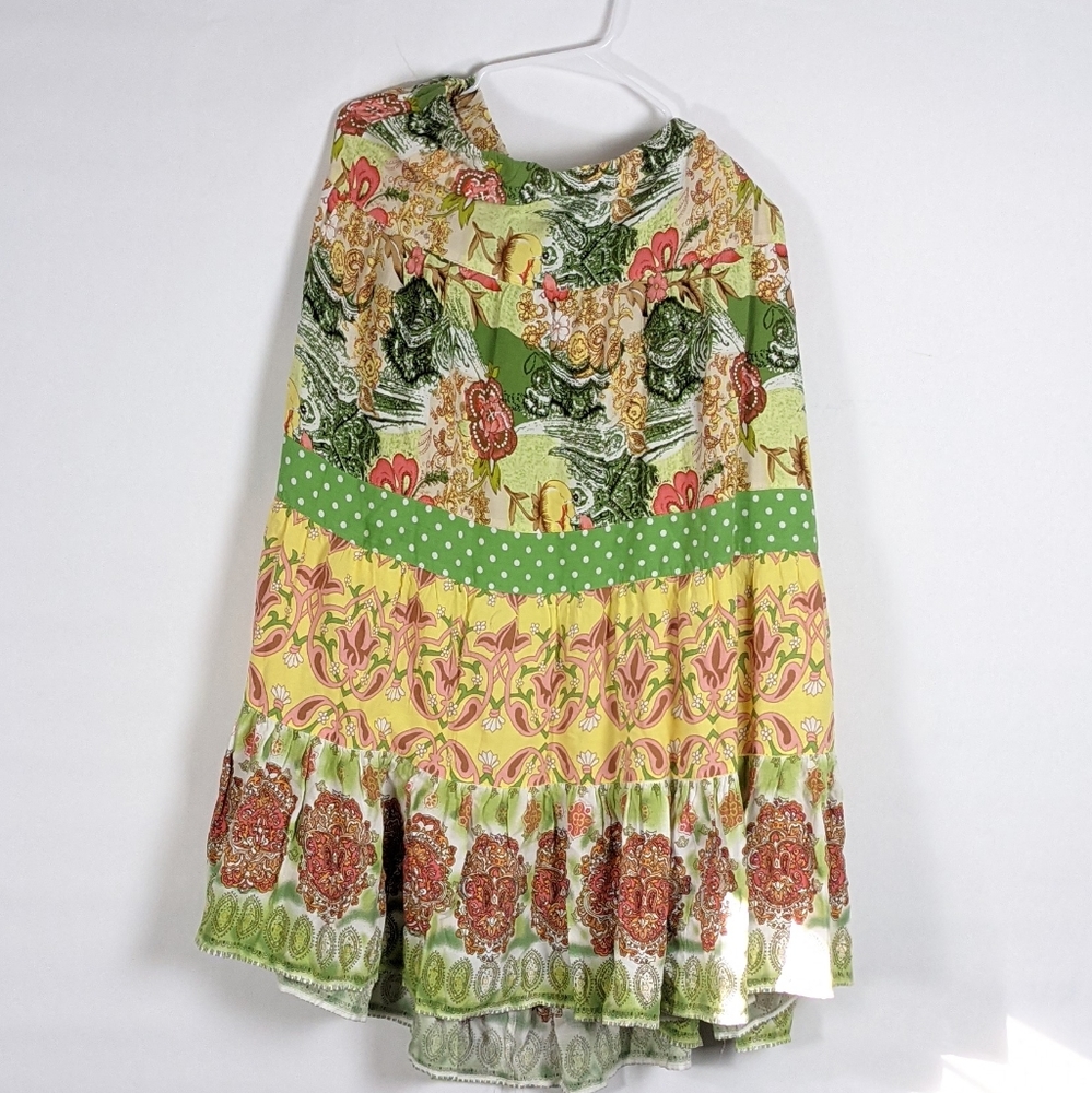 Farmcore tiered multi-print boho maxi skirt